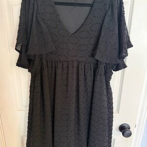 Chic Black Midi Dress with Textured Detail